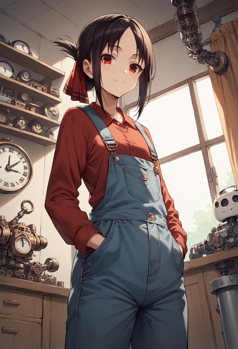 (kaguya-sama) shinomiya kaguya - overalls - gear room - hands in pockets_00098.png